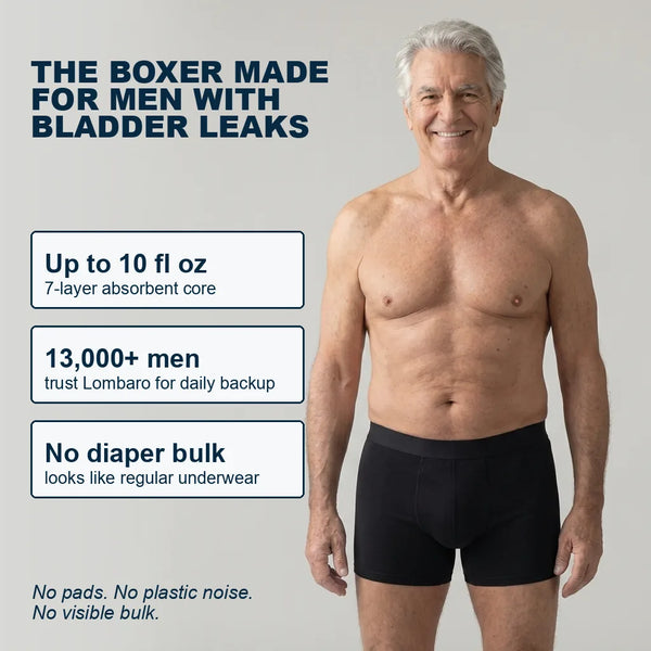 Lombaro washable absorbent boxer for men with bladder leaks